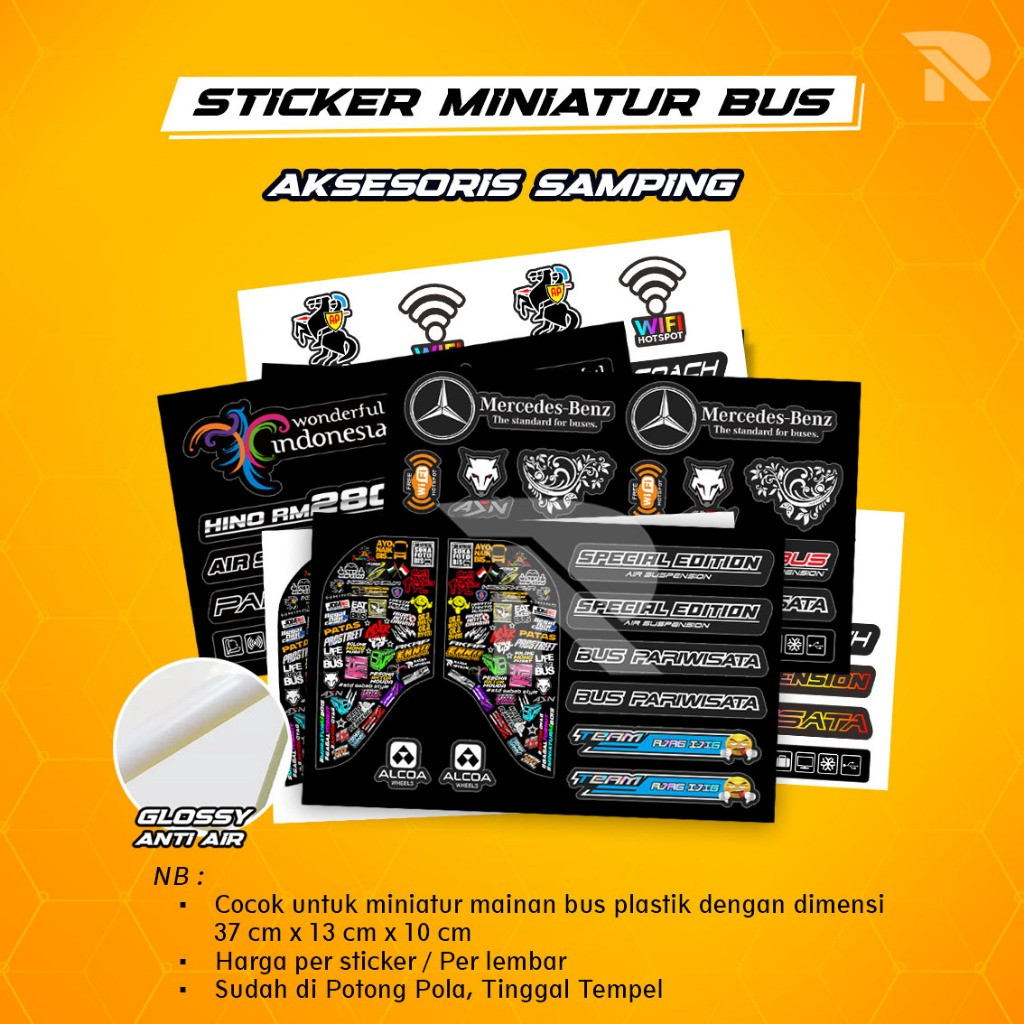STICKER KACA SAMPING MINIATUR BUS / ACC MINIATUR BUS / STICKER MINIATUR BUS SUDAH DI CUTTING