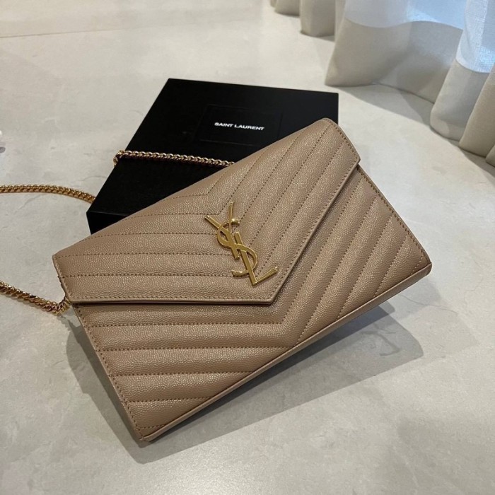 YSL monogram woc 19cm in dark beige