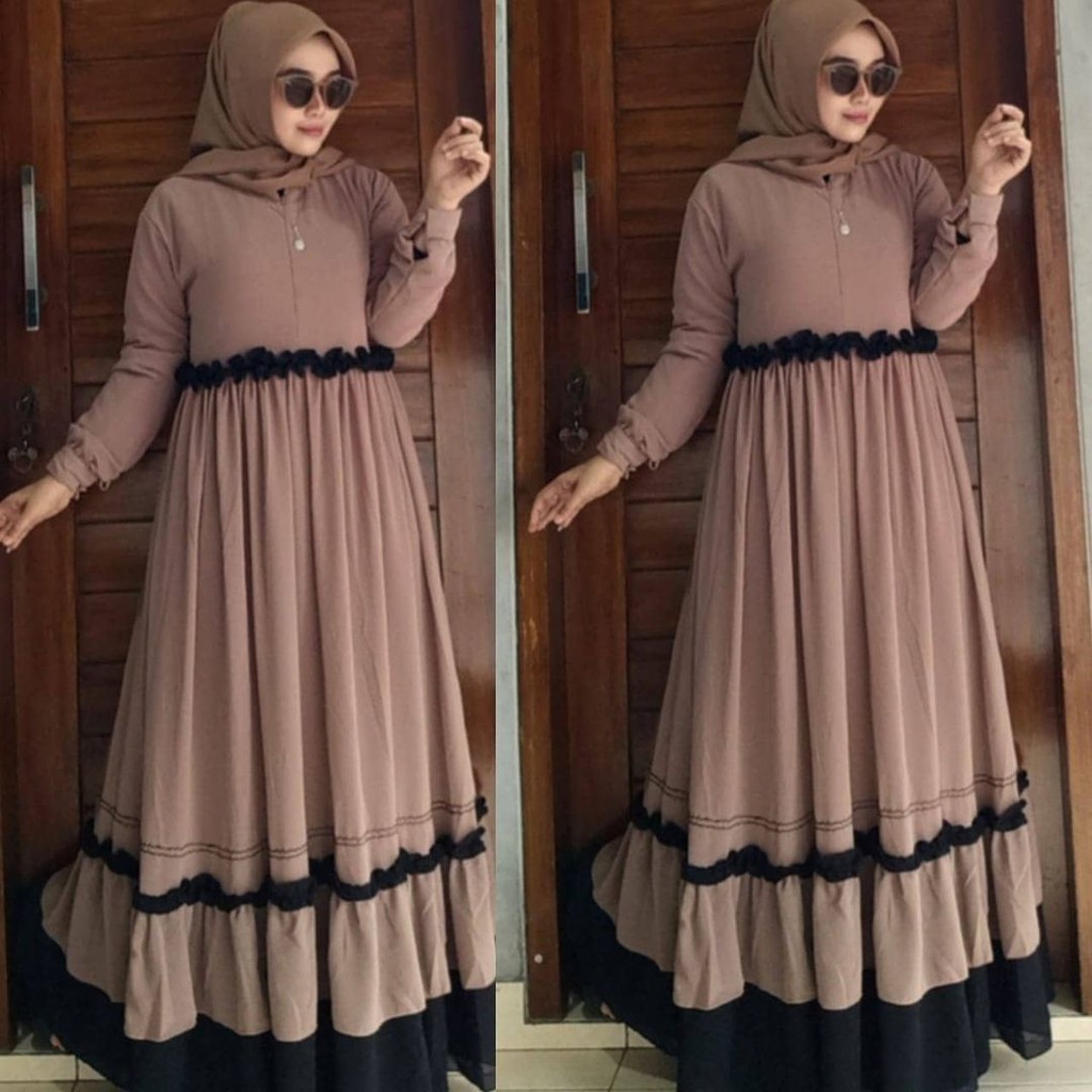 Gamis Wanita Ghamis Perempuan Mididress Terbaru Gams Burkt Dress Dewasa Kondangan Dres Brokat Muslim