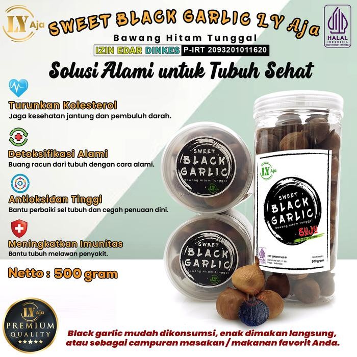 

Bawang Hitam Tunggal Lanang 500 Gram Sweet Black Garlic LY Aja
