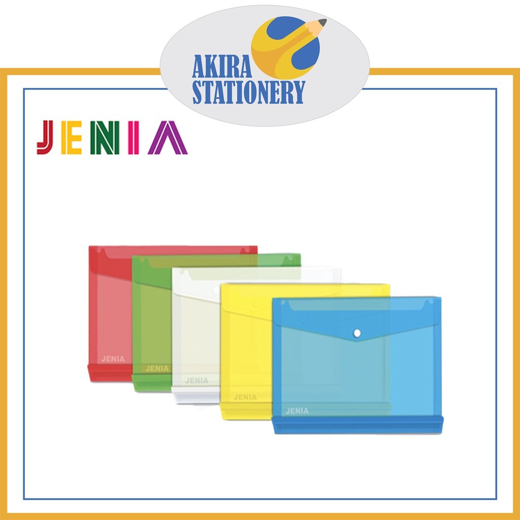 

Map Plastik Kancing / Tali Punggung JENIA Folio 5 Warna / Plastic Map Transparan F4 Colour PAK ( 12