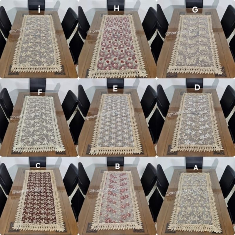 taplak meja tamu katun renda Organdi impor taplak meja ruang tamu ukuran 60cmx120cm