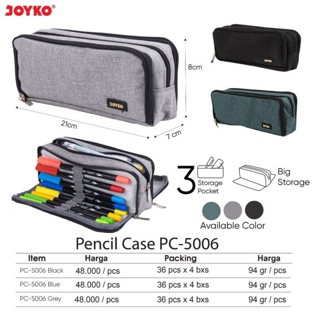 

Zipper Pencil case Sleting PC 5006 / Tempat pensil / Tempat alat tulis Joyko Pc-5006 Pc5006