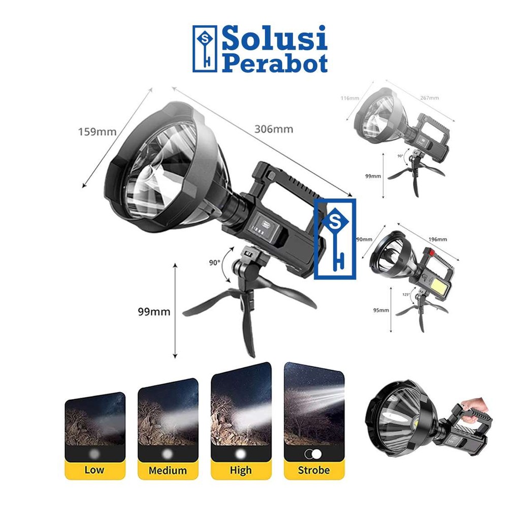Senter LED Tembak Sorot Jarak Jauh 19W COB 1200-1500 Lumens E041x SP / Super Searchlight Terang Flas