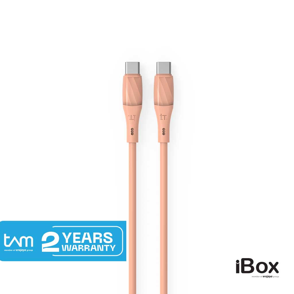 IT Trans Silica Cable C to C Peach Fast Charging 100W