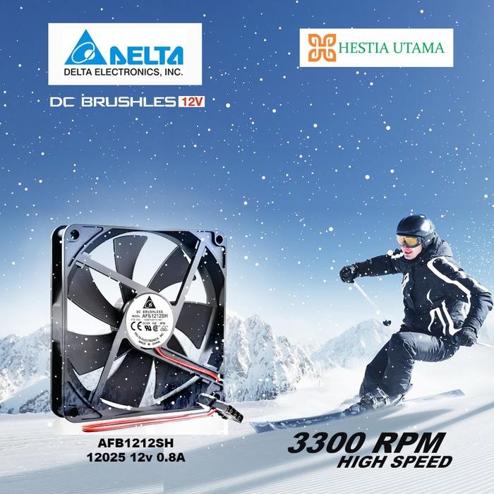 Fan Pc Komputer 12 Cm Delta 2 Pin Pwm Dc 12V High Speed 3300 Rpm