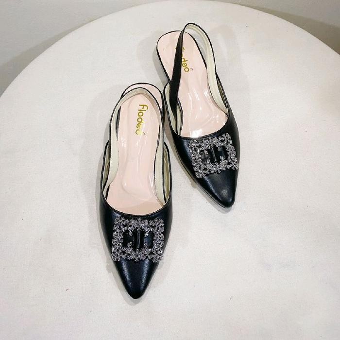 JTTOP" FLADEO SANDAL PEREMPUAN HEELS SELOP MEWAH TALI BELAKANG KOTAK MEWAH SHOES WANITA SENDAL KARET