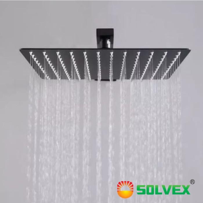 SOLVEX Kepala Shower Stainless Hitam Head Wall Shower Kotak 10 INC 25X25 CM
