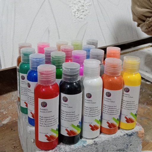 

Cat Akrilik / Lukis / Kanvas / Mural Paket 5 Warna Primer Isi 100 ml Per Botol Farrel Acrylic Colour