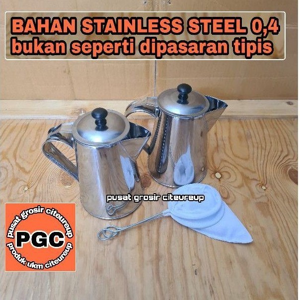 Termurah - Teko Thai Tea Kecil 1 Liter - Teko Stainless Bonus Saringan