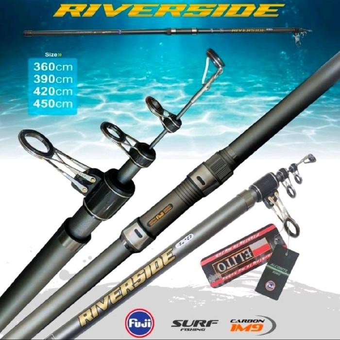 joran surf elito riverside carbon im9 reel set dan ring full fuji p390/p420/p450
