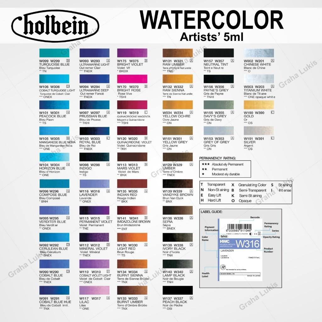 

Holbein Artists' Watercolour 5ml - Serie A Varian 2