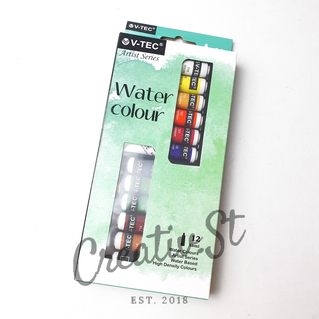 

V-TEC Vtec Watercolor Paint Cat Air Vt-1325 Water Color 12 Warna X 6 Ml Set