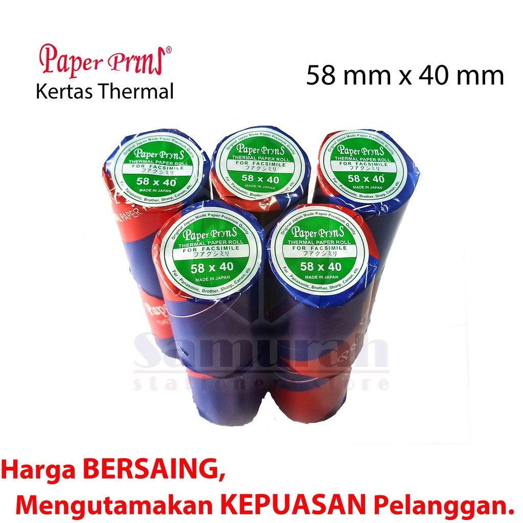

Kertas Thermal PaperPryns 58 x 40 mm / Struk Kasir Roll 58x40 Paper Prins / Kertas Rol Print Mobile