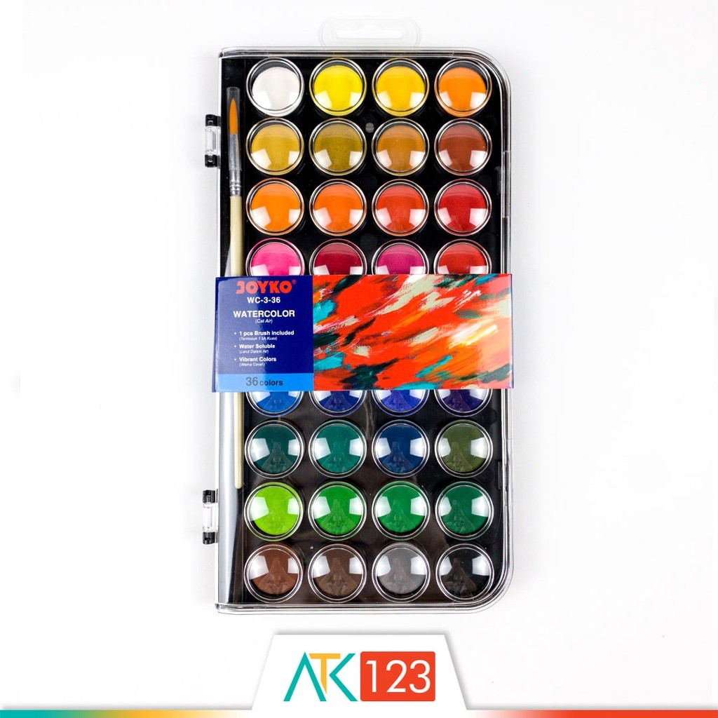 

Cat Air Padat / Cake / Blocks / Solid Watercolor Set 36 Warna / Colors Joyko WC-3-36