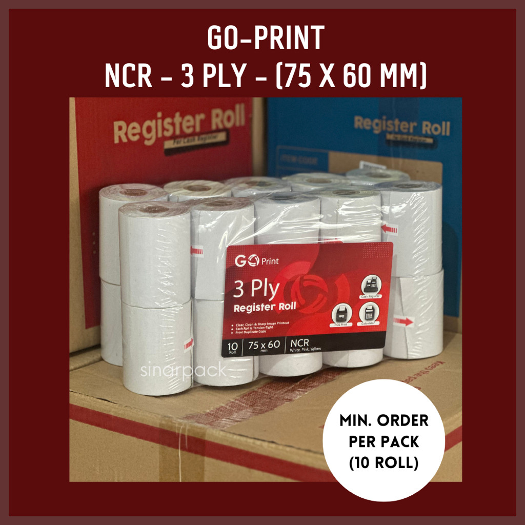

(ISI 10 ROLL) Kertas Struk Kasir NCR 3 PLY (75 X 60) - Kertas Roll Struk / Kertas Struk EDC