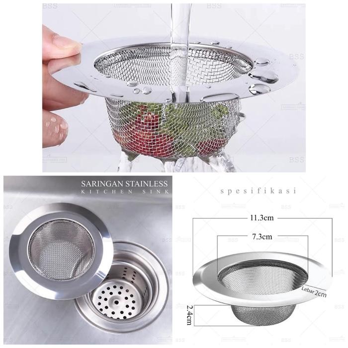 PREMIUM Saringan Wastafel Cuci Piring Filter Afur Wastafel Stainless Steel 9x3x5cm Berkualitas