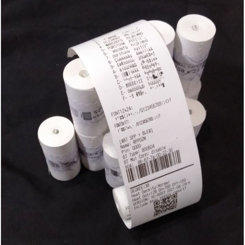 

Kertas Thermal 57x25 mm 58x25 mm untuk Printer 58mm 1 Dus Isi 100 Roll Struk Kasir Edc Coreless
