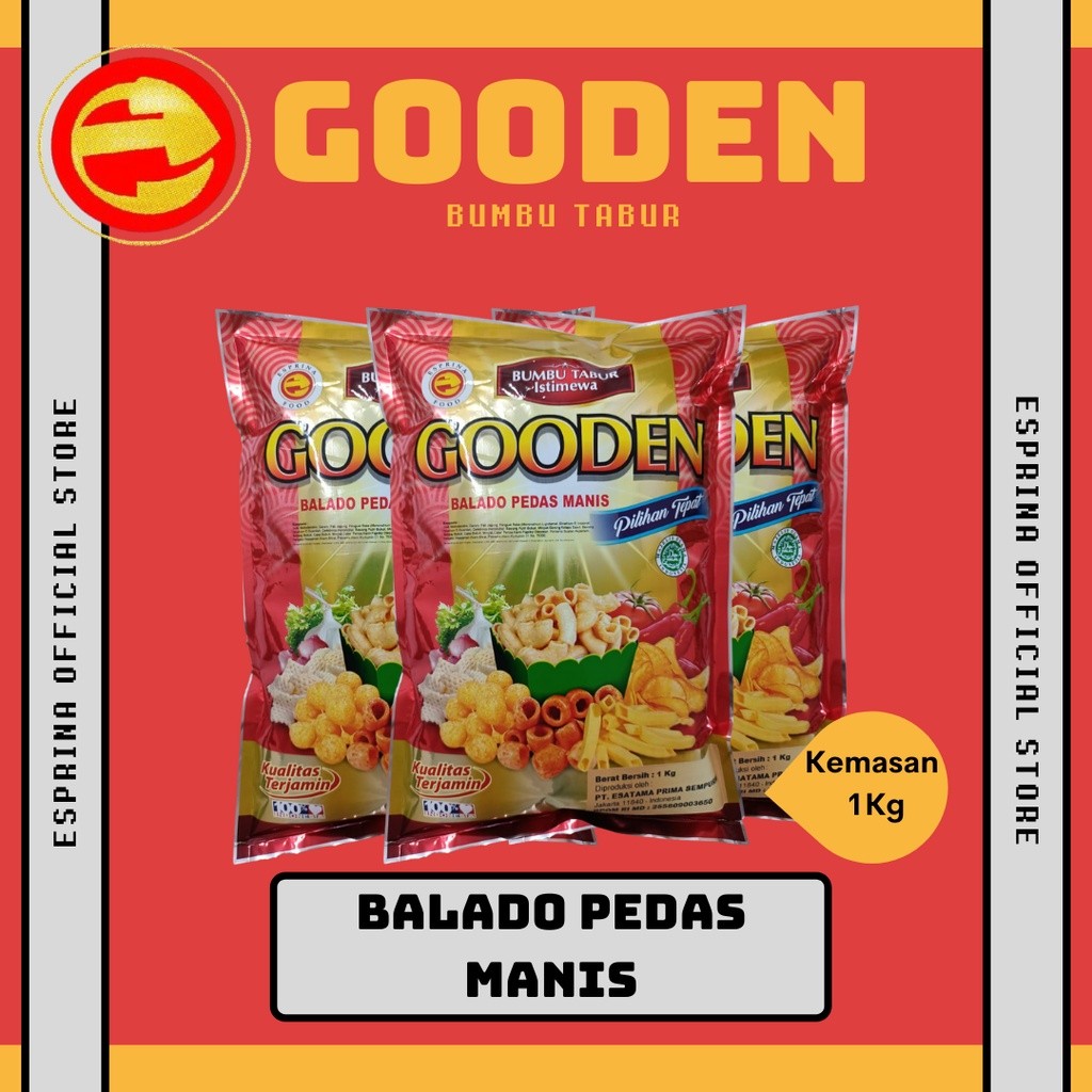 

Bumbu Tabur - GOODEN - Rasa BALADO PEDAS MANIS - Balado Pedas Manis - Kemasan 1 Kg