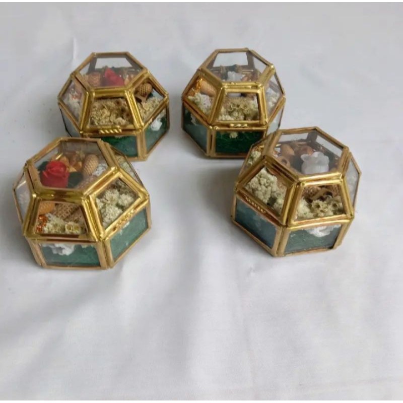 Ringbox rustic terarrium [ kotak cincin hexagon lamaran/nikah full decor