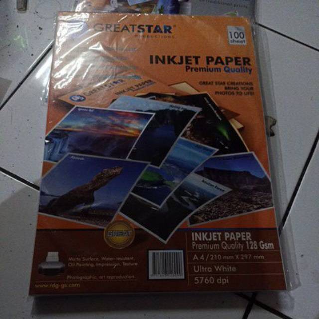 

Inkjet Paper 128 Gsm Great Star/100 Lembar