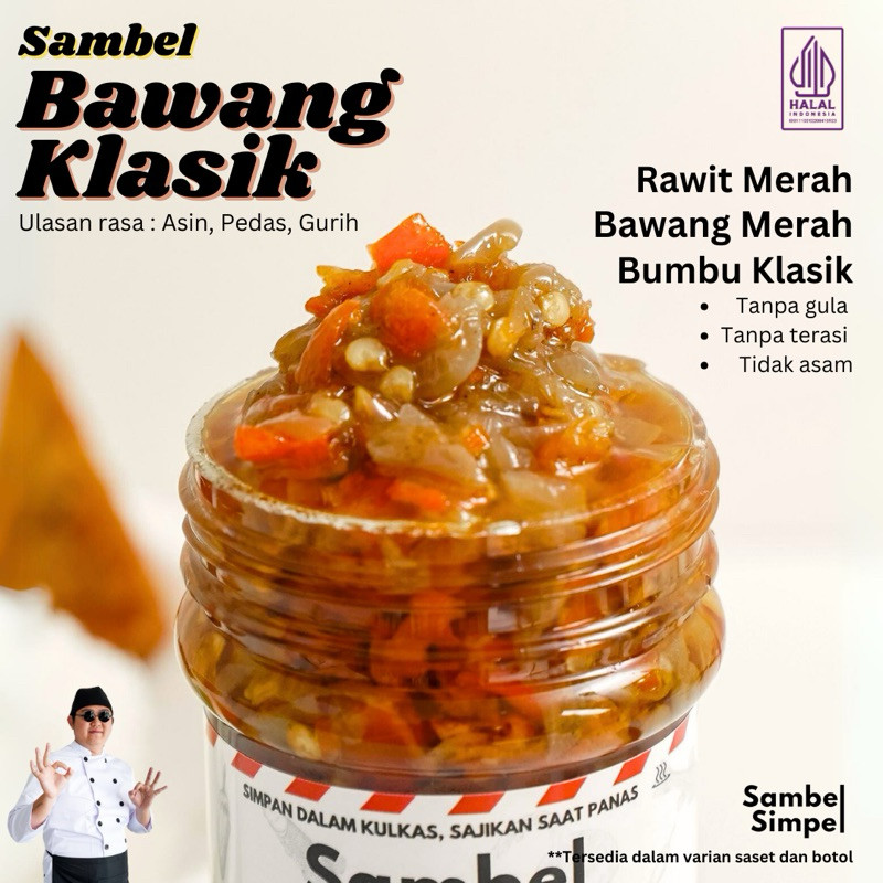 

Sambel Bawang Klasik - Sambel Simpel - Halal - Sambal Bwg Kasar Botol Bertekstur Simple