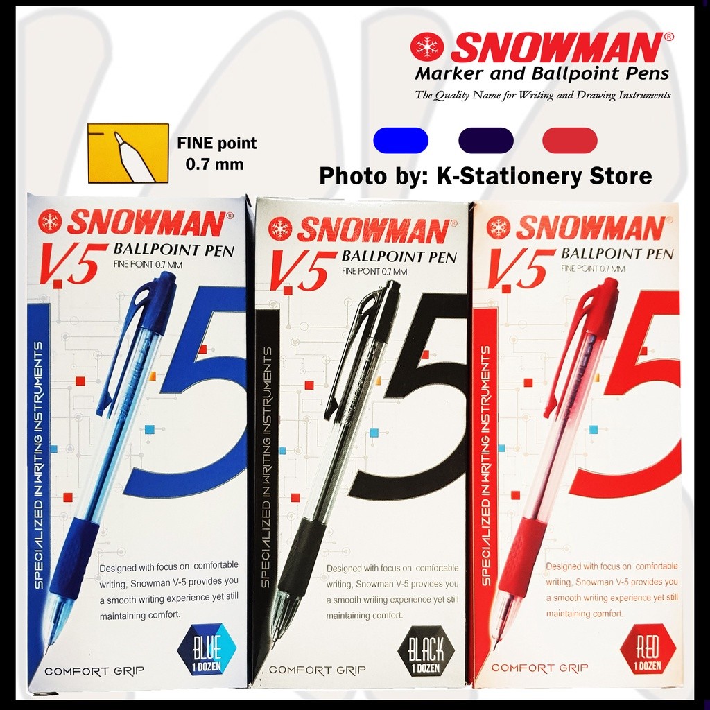 

[Lusin] Bolpen Snowman Original Ballpoint Pen V-5 (Hitam / Biru / Merah) [Lusin] WE!!!