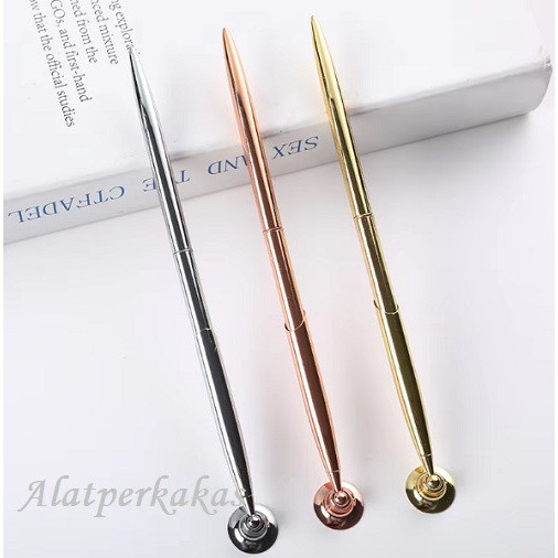 

Pulpen Meja Counter Stainless Steel Plus Dudukan Standing Holder Pen Bracket Rose Gold Silver Chrome