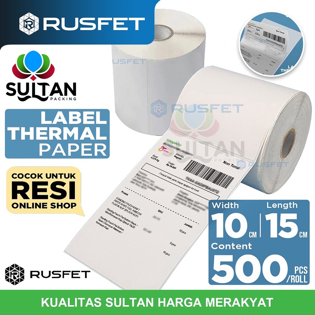 

Label Kertas Stiker Thermal Rusfet 10x15 500 Resi Paper Sticker Printer Online Shop WE!!