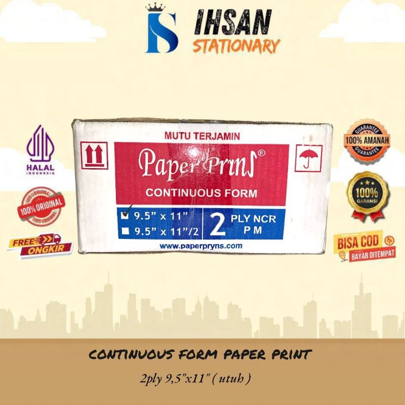 

Continuous Form 2 Ply 9,5 x 11 Full Paper Pryns WE!!