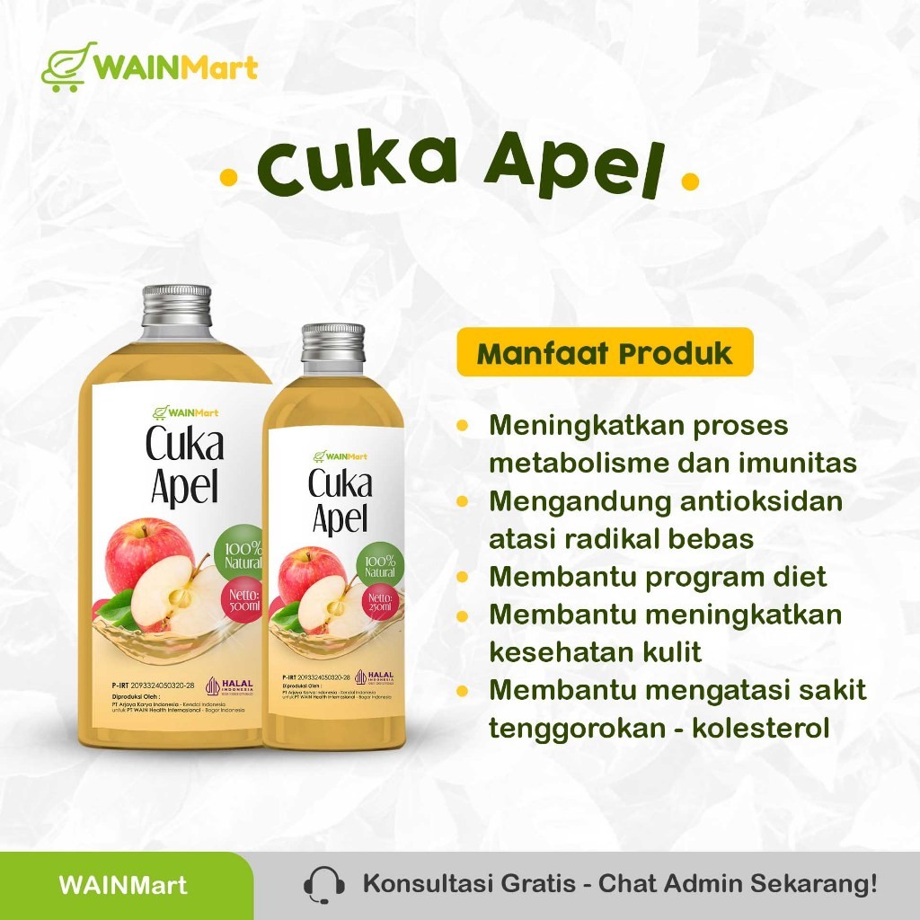 

WHYN!! Wainmart Apple Cider Vinegar / Cuka Apel dengan Mother untuk Kesehatan Kulit Diet