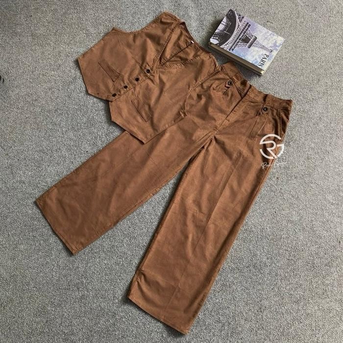 Viora Set Rompi dan Celana Wanita Corduroy One Set Setelan Wanita Kekinian Terlaris