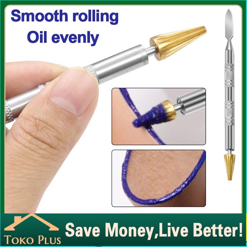

Dual-Purpose 2 Brass Head Leather Edge Oil Gluing Dye Pen Paint Roller Tool DIY Leather Craft WE!!!