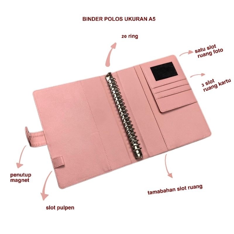 

Mini walet Binder Polos Eksklusif A5 20 Ring Agenda A5 Polos 20 Ring Levi Binder kuliah A5