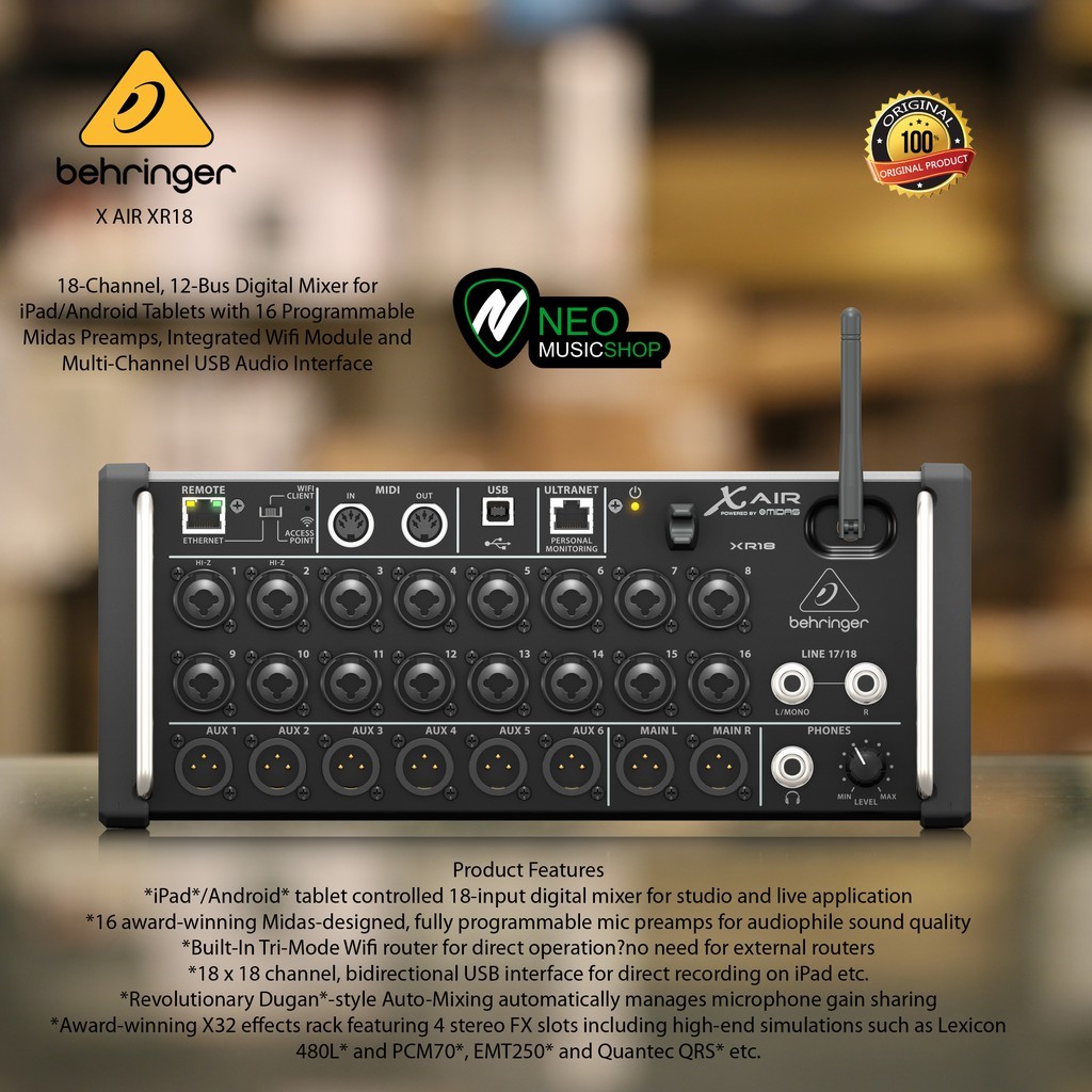 Behringer XR18 Xair18 XR-18 18-Channel, 12-Bus Digital Mixer and Multi-Channel USB Audio Interface