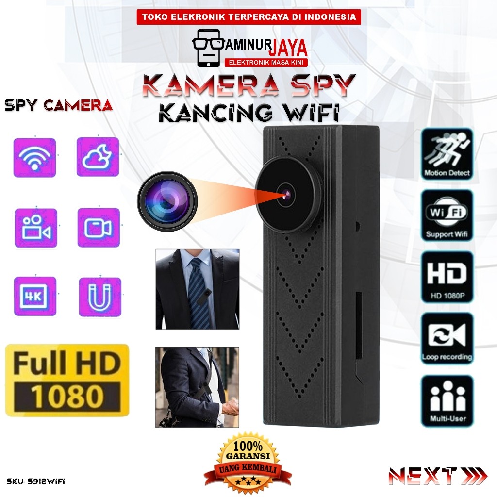 Kamera Spy Cam Kancing Wifi Ori Hidden Camera Mini Tersembunyi Lens Camera Model Button Kancing Baju