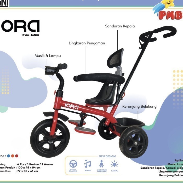 Sepeda Roda Tiga Pmb Iora Tc-06 Tc06 Sepeda Anak Roda 3 Tricycle