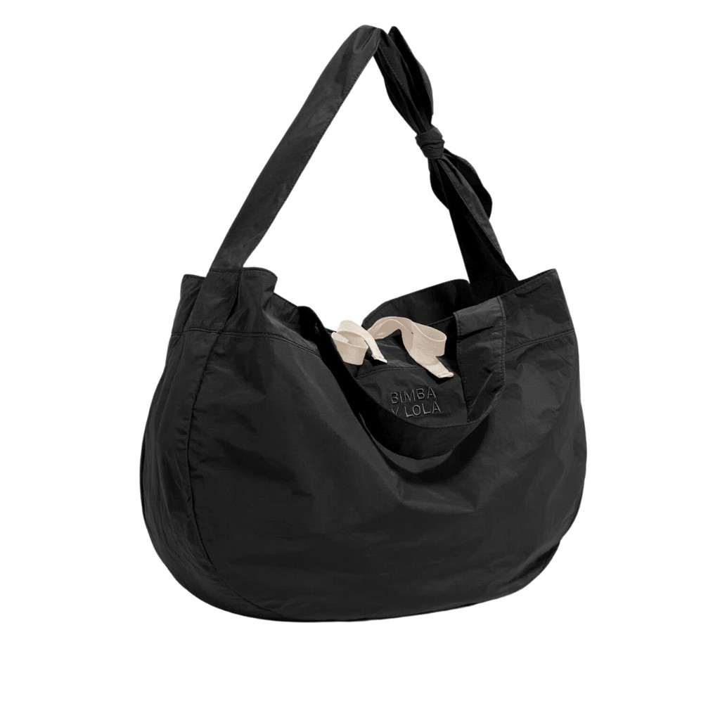 Large Black Nylon Shopper Bag