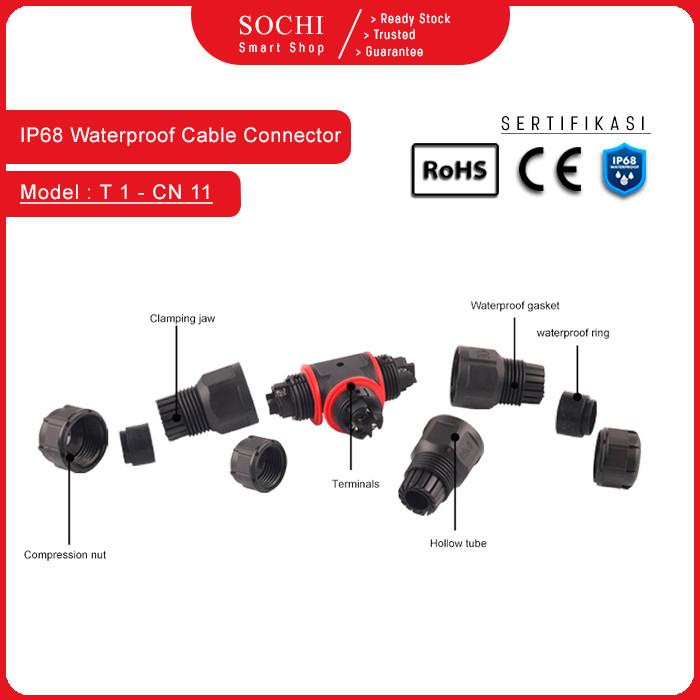 T Shape Konektor 1.5mm Sambungan Kabel Listrik Waterproof