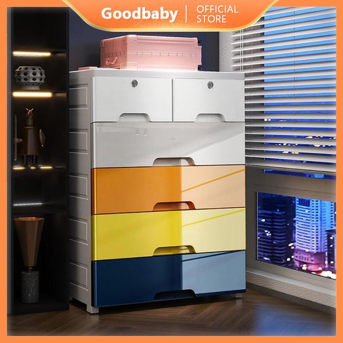 besar Lemari Pakaian Tingkat Lemari Pakaian Susun Plastik Roda Rak Susun Penyimpanan Cabinet Storage