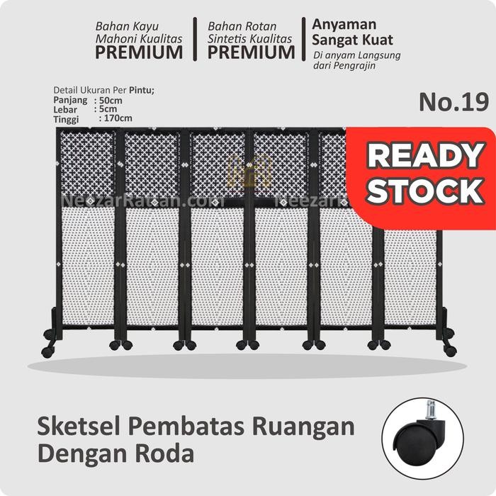Sketsel Partisi Pembatas Penyekat Ruangan 6 Pintu Pakai Roda