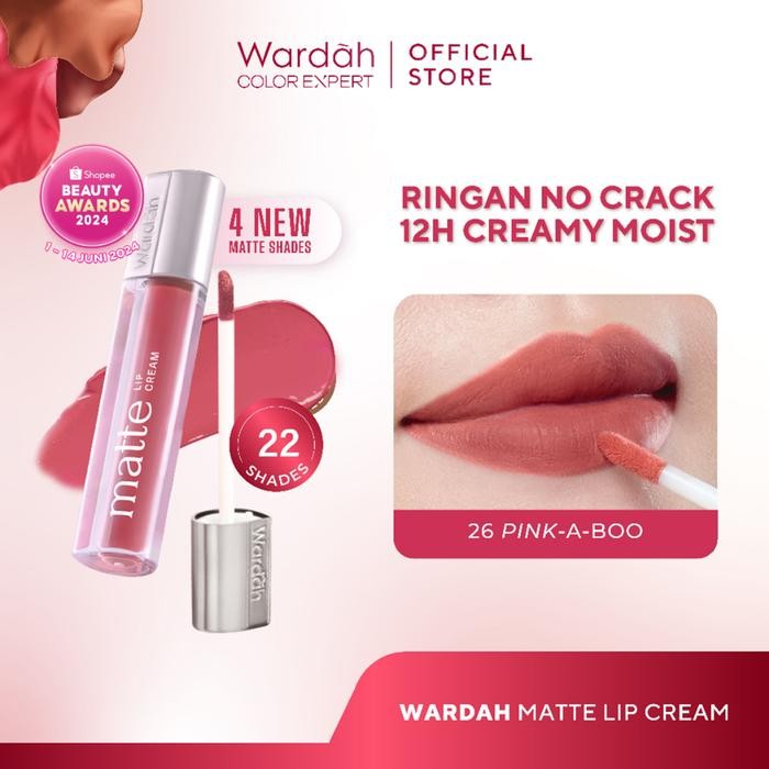 Wardah Matte Lip Cream - Warna Intense Dan Tahan Lama - Matte Finish Gloss Lipstick Best Quality