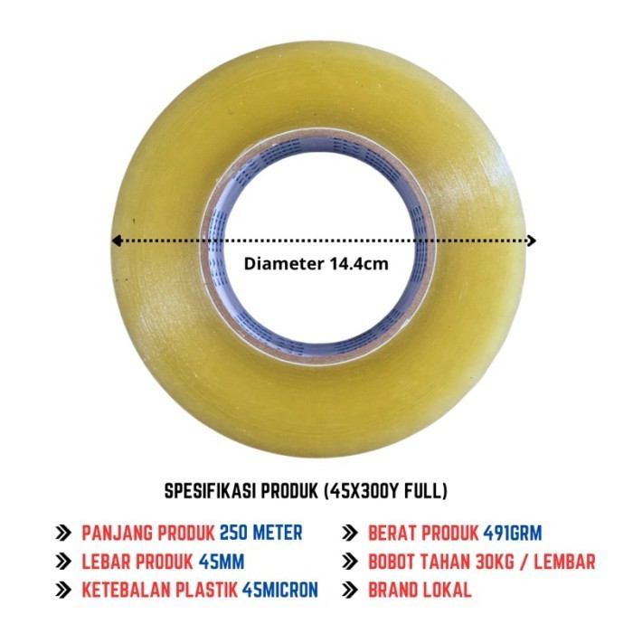 

FLYHOME 6Roll Lakban Bening Coklat 45x300Y 2inci 275METER 300 Yard Uk Besar