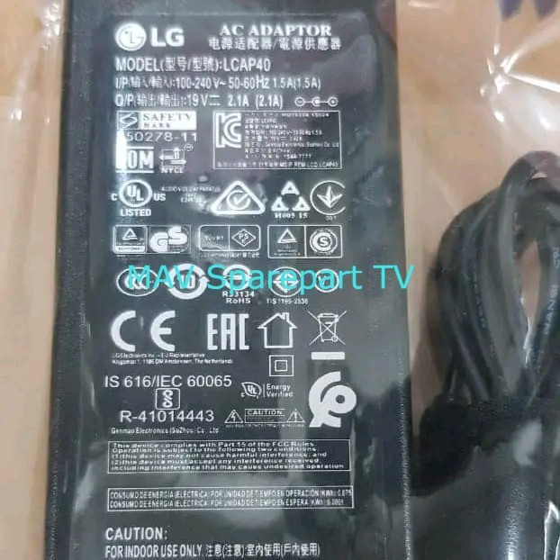 ADAPTOR TV LG 19V 2.1A ORIGINAL ADAPTOR LG 19 VOLT