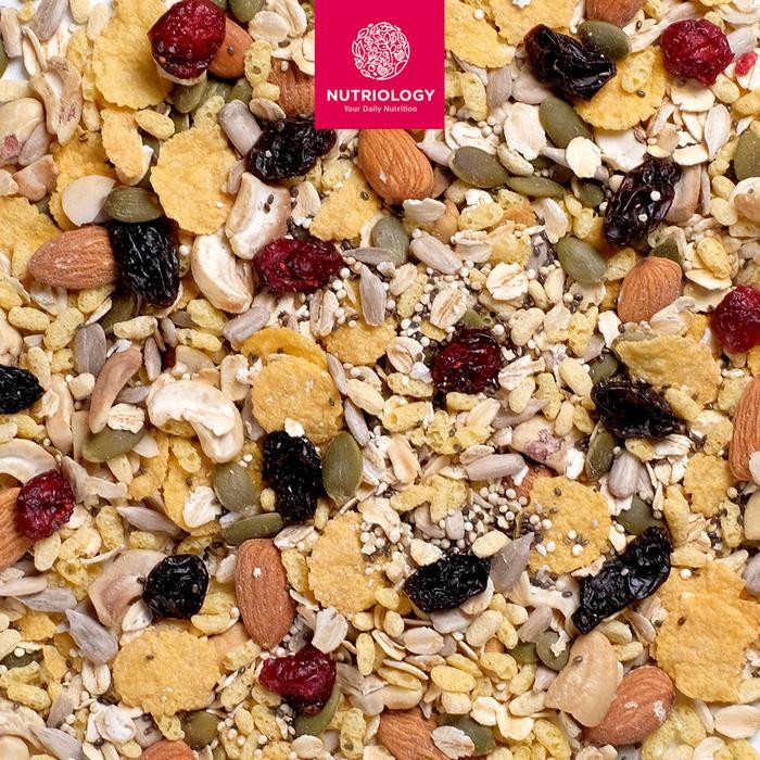 

JTTOP" GRANOLA LESS SWEET 400 GR NUTRIOLOGY SEREAL MAKANAN DIET SEHAT CRUNCHY