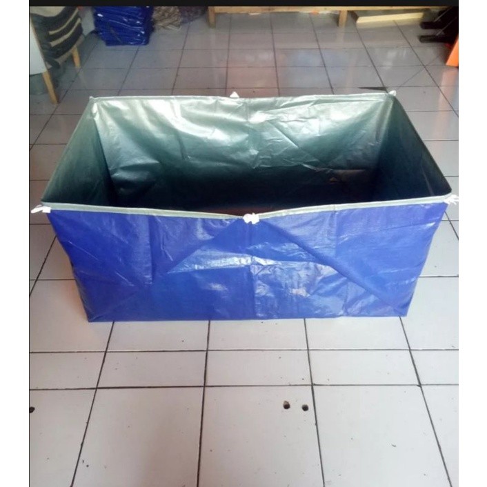 terpal kolam ikan 100x50x50 warna silver a5 tebal