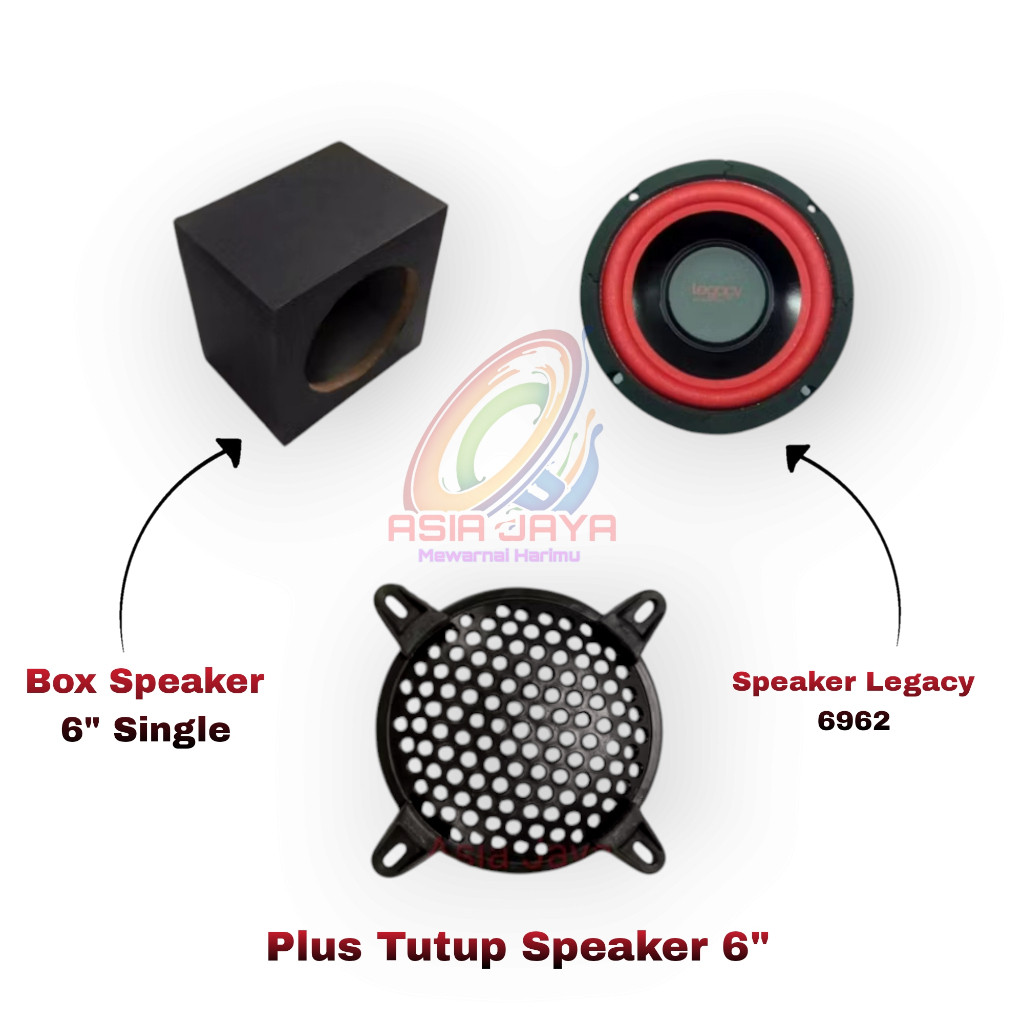 Paket Combo Speaker Subwoofer Mobil LEGACY 6 Inch LG 6962 + Box Speaker 6 Inch +Tutup Speaker Ram 6
