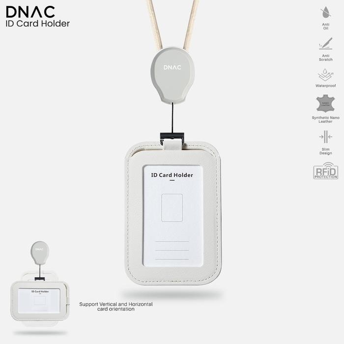 

DNAC ID Card Holder and Card Slots with Ribbon Lanyard - White