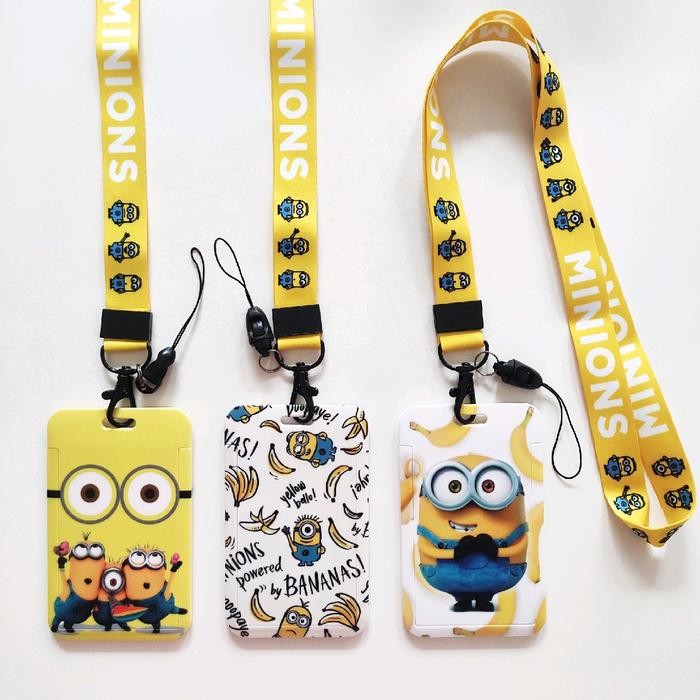

ID Card Holder Name Tag Lanyard / Kalung Wadah Kartu Identitas Kuning Minion Kartun Lucu Plastik