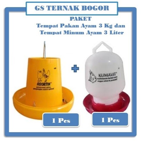 Paket Tempat Pakan Ayam 3 kg dan Tempat Minum Ayam 3 liter
